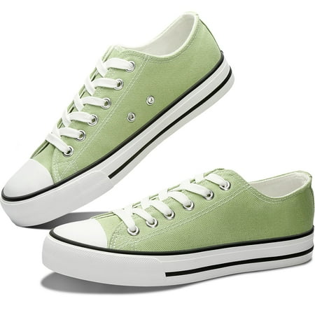 

Obtaom Womens Canvas Fashion Sneakers Cute Low Top Canvas Shoes Comfortable Canvas walking Flats for Lady(Grass Green US7)
