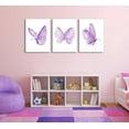 thumbnail image 3 of 3Pcs Butterfly Canvas Wall Art Purple Butterfly Posters Pictures Minimalist Cute Animal Paintings Aesthetic Preppy Room Prints for Girls Bedroom Nursery Home Wall Decor Gift Framed, 3 of 6