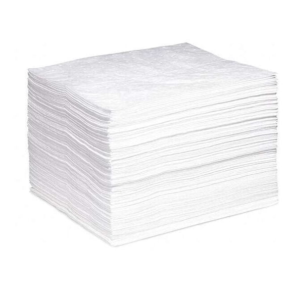 Spilltech Sorbent Pad, 22 gal, 15 in x 18 in, Oil, White, 100 PK WP-H