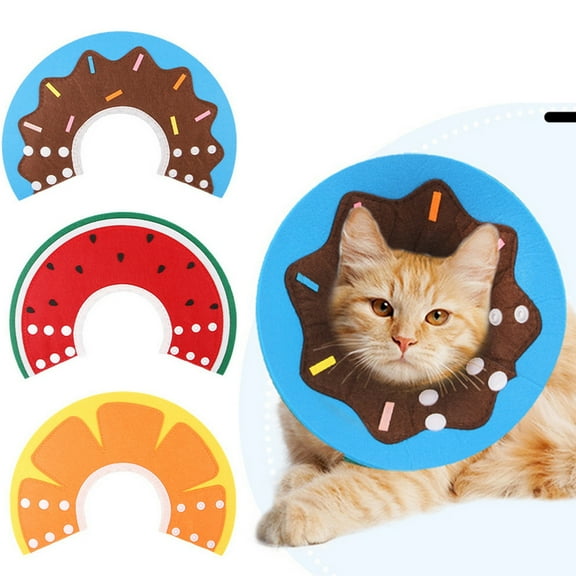Cat Recovery Collar Fruit Cat Cone Double-breasted Loops-Protective Wound Healing Specially Designed for Cats and Puppies - Easy to Eat and Drink