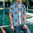 thumbnail image 6 of Zufioo Cute Puppy Print Men's Baseball Short Sleeve, Moisture Wicking Button-Down Hip Hop Tee-Large, 6 of 7