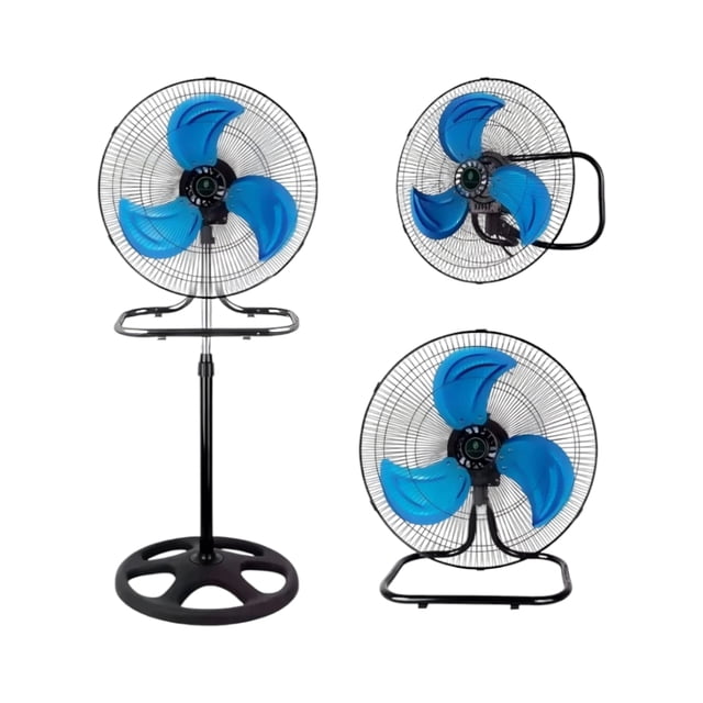 Ventilador 18 Pulgadas Negro Pedestal, Piso, Pared 3 En 1 Aspas Plateado Diámetro 18 Frecuencia 50 Hz/60 Hz Material De Las Aspas Metal