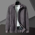 thumbnail image 5 of Mens Pullover Sweater Zipper Solid Color Pockets High Neck Thickened Knit Mens Workout Jacket,Dark Gray,2XL, 5 of 8