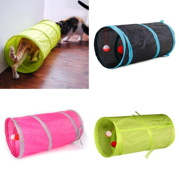 Walbest Small Pet Agility Play Tunnel Tube, Pet Toy for Tiny Dogs, Cats, Rabbits (19.69 x 9.84 in, Black)