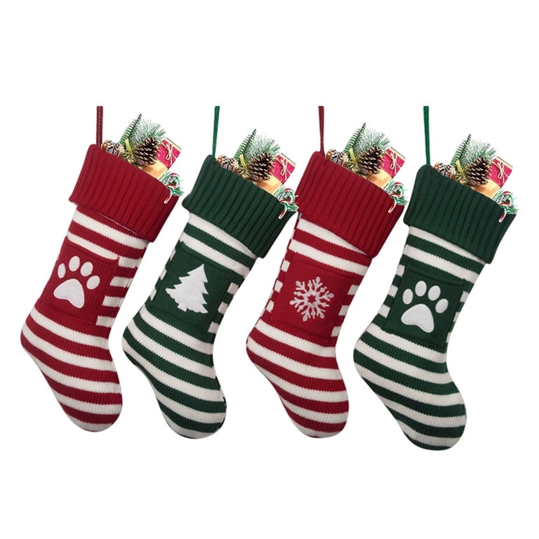 YumSur Christmas Stocking Set Of 4, Santa Stocking For Christmas Decoration, Christmas Stocking For Christmas Tree, Fireplace Decoration, Christmas Socks For Christmas Gifts (Style2