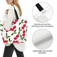 thumbnail image 3 of Ratiio Cherry Print Reusable Grocery Bags - Washable, Foldable, Packable Tote, Large Handles, Heavy Duty, Zippered Top Pouch, 3 of 7