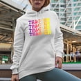 thumbnail image 2 of Teacher, School or Teaching Profession Themed, Groovy Retro Wavy Text Merch Gift, White Hooded Sweatshirt or Hoodie, Small, 2 of 5