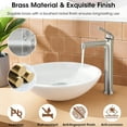 thumbnail image 3 of Wowkk Brushed Nickel Bathroom Faucets 9.84" High Spout Tall Basin Faucet, Single Handle Bathroom Sink Faucet with Pop Up Drain and Faucet Supply Lines, 3 of 9