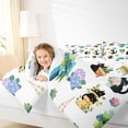 thumbnail image 4 of jejeloiu Cute Cat Animals Queen Comforter Set,Colorful Botanical Flowers Bedding Comforter Set For Girls Teens Reversible 3pcs, 4 of 8