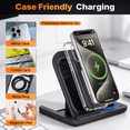 thumbnail image 6 of 3-in-1 Wireless Charging Station, 22W Fast Charging Stand, Qi Certified Wireless Charger for iPhone 8-18Pro Max, Apple Watch 7/8/9/10 SE, AirPods 2/3/4 Pro, Samsung/Huawei, Portable Charger, Black, 6 of 10
