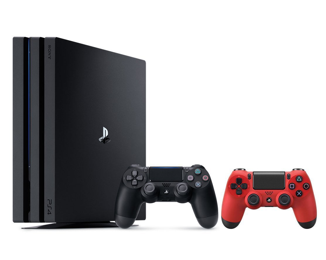 PlayStation 4 Pro Console Bundle (2 Items): Pro 1TB Console and an Extra PS4 Dualshock 4 Wireless Controller - Red Two Tone - Walmart.com