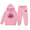 thumbnail image 4 of Byoo Girls' Letter Graphic Hoodie Set Lined Pullover Sweatshirt Sweatpants Tracksuit Set Warm Active Sweatsuit Set, 4 of 4