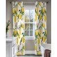 thumbnail image 4 of Lemons Sheer Curtains 63 Inch Length 2 Panels Set for Living Room/Bedroom, Summer Botanical Yellow Fruit Leaves Flowers Kitchen Curtains Grommet Semi-Sheer Curtains Drapes Window Treatments 42"x63"x2, 4 of 7