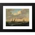 thumbnail image 2 of Anton Melbye 24x18 Black Modern Framed Museum Art Print Titled - Dutch Koff and Ship of the Line in a Moderate Breeze (1840), 2 of 5