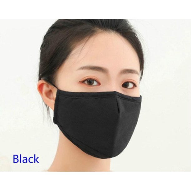 Black Cotton Face Mask, with Filter Pocket and Nose & Washable Face Covering - Walmart.com