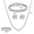thumbnail image 2 of GEMSME 18K White Gold Plated Tennis Necklace/Bracelet/Stud Earrings/Band Ring Sets Hypoallergenic Jewelry Pack of 4, 2 of 5