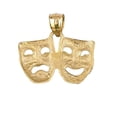 thumbnail image 3 of 14K Yellow Gold Laugh Now, Cry Later Drama Mask Pendant, 3 of 4
