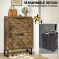 thumbnail image 6 of Dextrus Shoe Storage Cabinet with 2 Flip Drawers, Farmhouse Wood Shoe Cabinet, Freestanding Narrow Shoe Rack Organizer with Metal Legs for Entryway, Hallway,Brown, 6 of 12