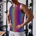 thumbnail image 5 of Lsque Leopard Neon Rainbow Gradient Pattern Mens Tank Tops Muscle Athletic Quick Dry Sleeveless Workout Fitness T Shirts Beach Tank Top, Loose-fit Sleeveless Shirt for Men-Large, 5 of 7