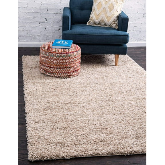 Unique Loom Solid Shag Collection Area Rug (6' 1" x 9' Rectangle, Taupe)