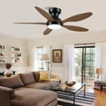 thumbnail image 2 of PHORUS 46" Low Profile Ceiling Fan with Light and Remote, Modern Flush Mount Ceiling Fan with APP Control, Quiet Reversible DC Motor, Dimmable LED, Indoor/Outdoor, Brown, 2 of 10