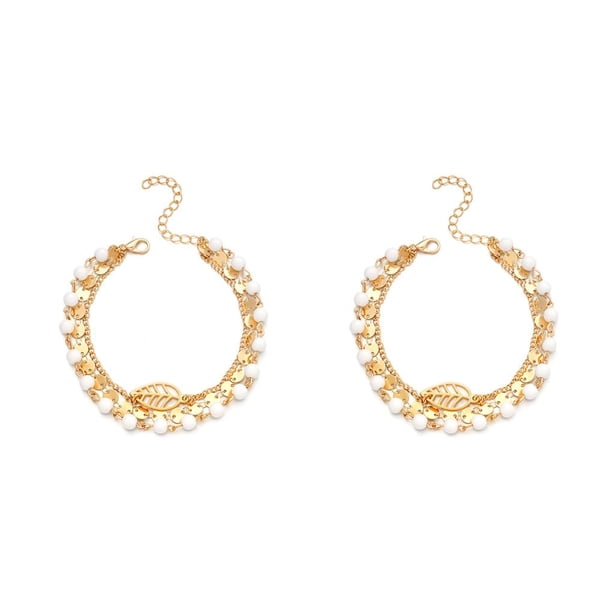 Sonducket Tobilleras en capas hoja ajustable pie joyería estilo Simple accesorios universales para mujer de tobillo para el Día de San Valentín Type2 NO2 Sonducket CBP253052
