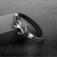 thumbnail image 2 of ZHAOCHENG Pulsera para hombres y mujeres, pulsera de piel de vaca hecha a mano, pulsera de ancla vintage multicapa, 3 tamaños, 21 cm, plata y negro, 2 of 4