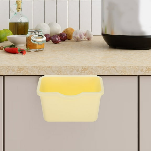 GOOHOCHY Hanging Kitchen Waste Bins Small Under Sink Trash Can Wall Mounted Garbage Bin Food Compost Bin For Cabinet Bedroom Bathroom Kitchen Office Light Yellow