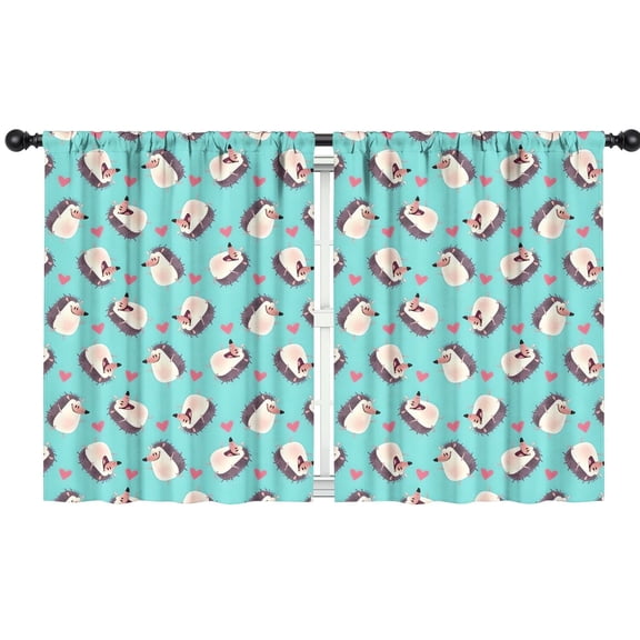 Blackout Kids Curtains,Blue Hedgehog Love Childrens Insulated Curtains Set Of 2,Bedroom Essentials,Toddler Room Decor 42"x54"(106x137cm)