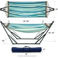 thumbnail image 2 of Tranquillo Hamac Universel avec Supports en Acier Enduit Électrostatique, Support de Hamac Réglable et Pliable avec Filet en Polyester à 2 Couches et Sac de Transport pour 2 Personnes. Toile - Feuille Bleue, 2 of 5
