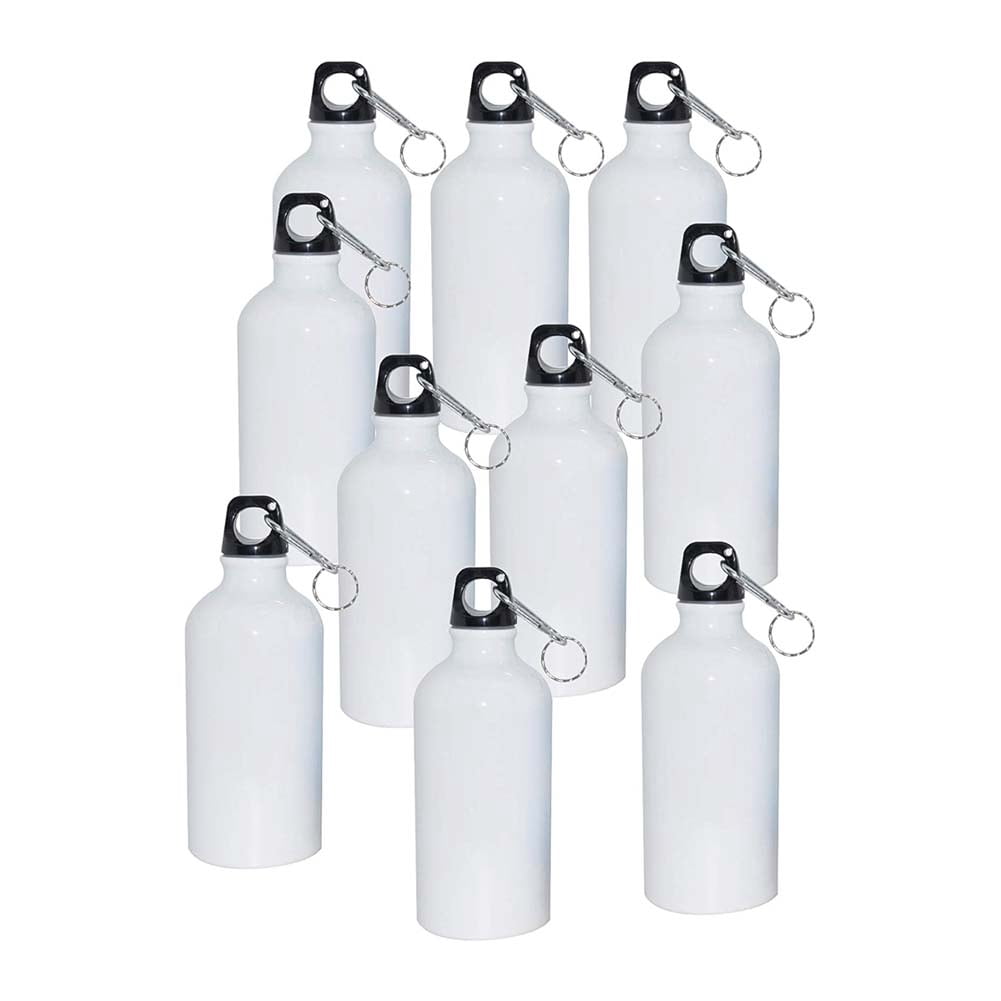 Techtongda 20pcs Blank Coated Sublimation 600ml Aluminium Water Bottle-white Sublimation Transfer