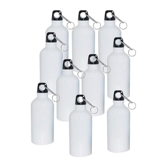 Techtongda 10pcs Blank Coated Sublimation 600ml Aluminium Water Bottle-white Sublimation Transfer