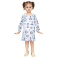 thumbnail image 2 of Girls' long-sleeved dress Anchor and Lighthouse Girls' A-line dress with ribbed cuffs Soft and comfortable, 2 of 6