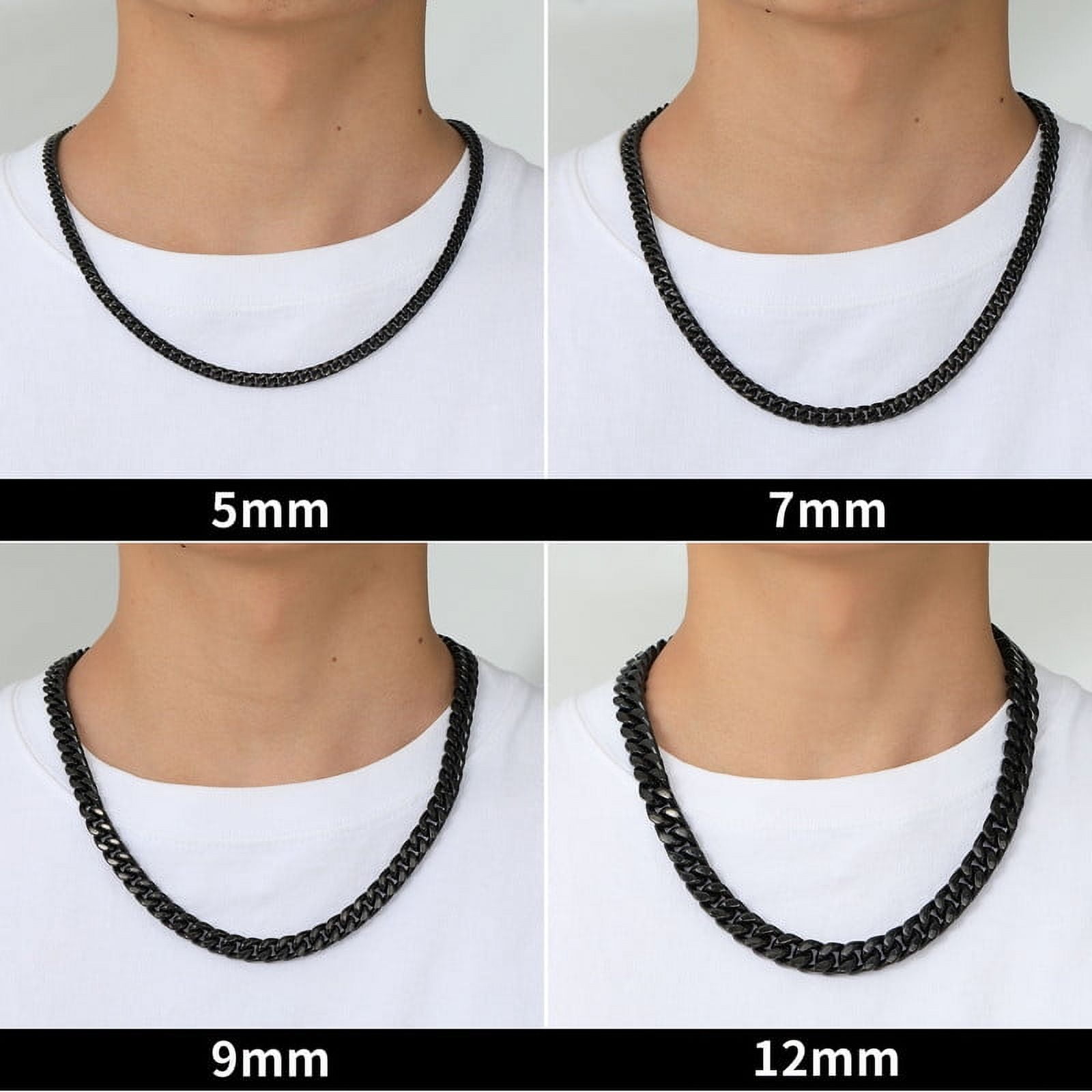ChainsHouse Cuban Link Chains for Men Stainless Steel Black Chain Necklace 5mm Heavy Easy Clasp Tranish Resistant Durable Hip Hop Mens Jewelry Gift, 18"-30"