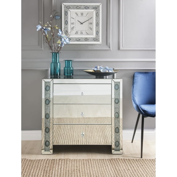 Miekor Furniture Sonia Mirrored & Faux Agate Console Cabinet (Assembled) No7431