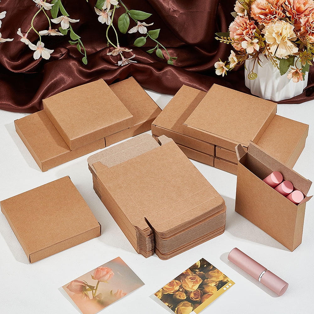 50pcs Kraft Paper Box Square 10.05x10.05x2.05cm