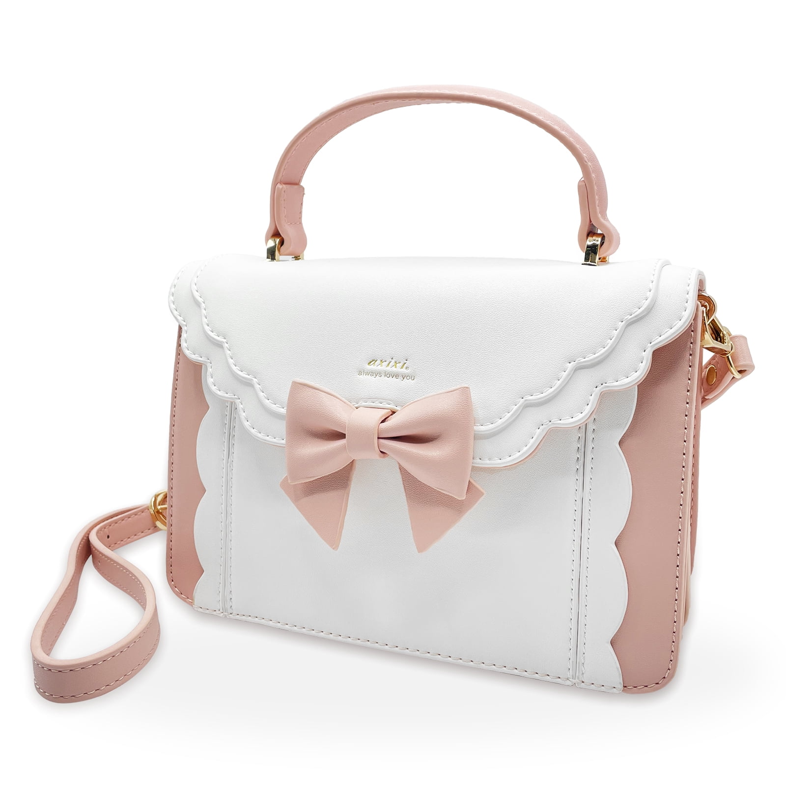 CuteStreet Handbags for Women Crossbody PU Leather Satchel Bags Over the Shoulder Removable Adjustable Bow