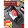 thumbnail image 3 of FOHERE Meat Slicer for Home Use, 200W Electric Deli Food Slicer with Removable Two 7.5” Blades, 0-15 Precise Thickness Knob Cut Deli Food, Meat Ham Bread Fruit, Include Food Carria, 3 of 6