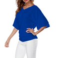 thumbnail image 2 of Plus Size Women's V Neck T Shirt: Batwing Sleeve, Loose Fit, Solid Color, Comfortable, 2 of 5