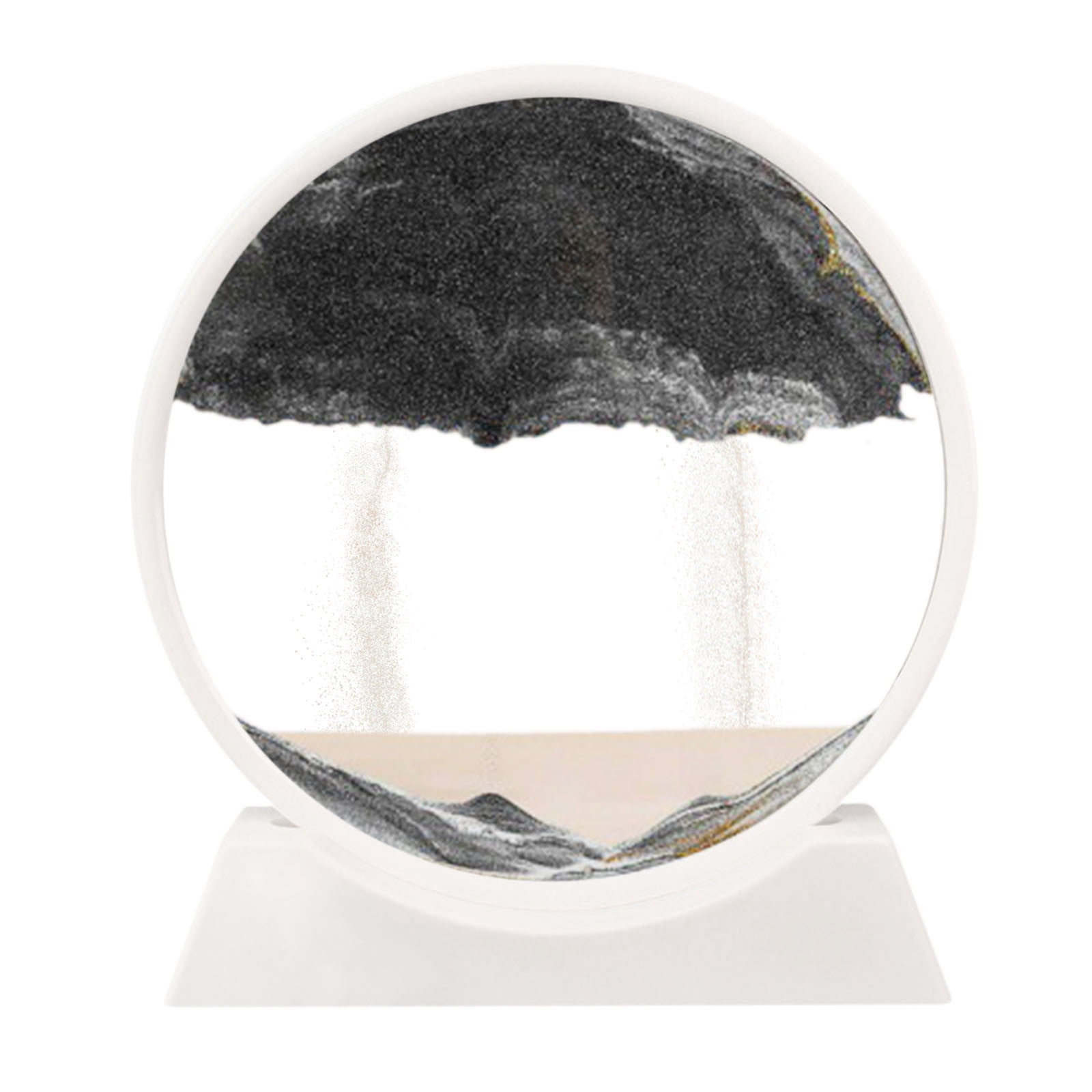 Wuztai Moving Sand Art Picture 29.8cm Round with LED Lamp for Home Decoration, Relaxing Liquid Motion Display, Therapeutic Sandscape