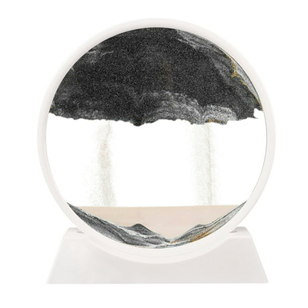 Cuadro de arena en movimiento con lámpara decorativa, arena líquida para arte en movimiento, vidrio redondo, paisaje marino, marco de arena fluida con luz relajante, 50 ml