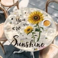 thumbnail image 2 of Sunflowers Round Tablecloth, Fitted Table Cover with Elastic for 45"-54" Round Tables, Farmhouse Retro Botanical Floral Bee Love Heart Table Cloth Outdoor Indoor Dinning Party Waterproof Tablecloths, 2 of 7