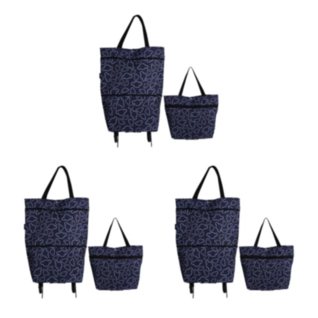 Justharion Sac de Courses Multifonction Compagnon Polyvalent Capacité Robuste Sac de Courses en Tissu avec Roues Mickey Fleur Noire 3Ensemble
