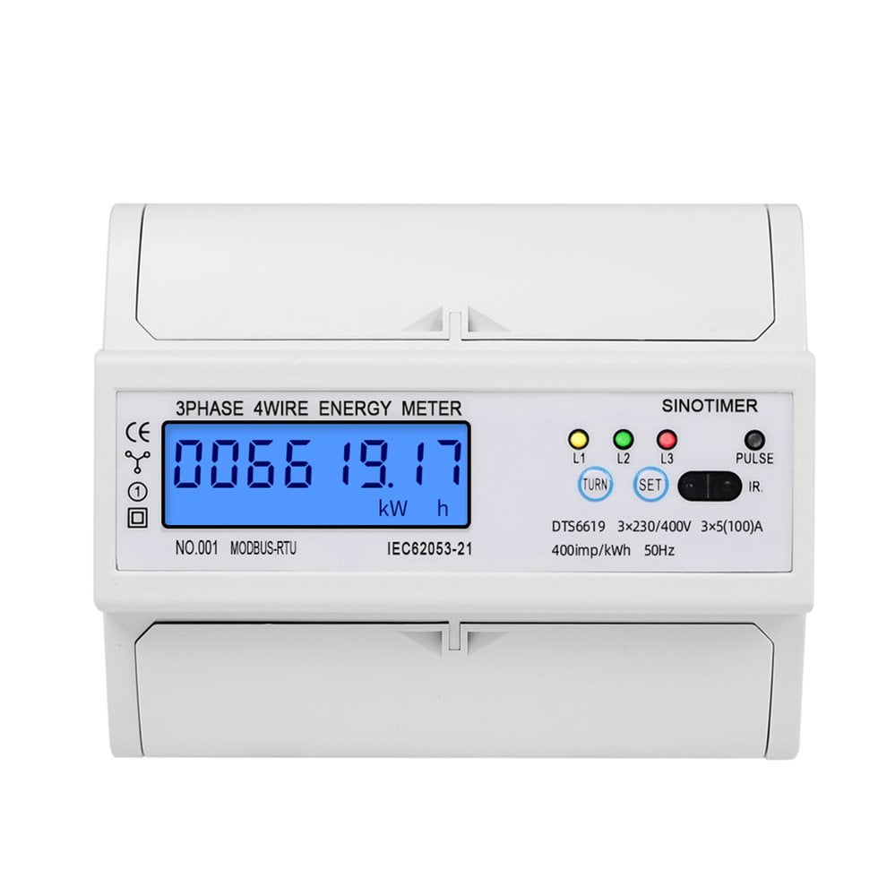 VINNED 3 Phase 4 Wire RS485 Modbus 380V DIN Rail Energy Meter Digital