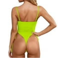 thumbnail image 4 of Tarmeek Women's High Cut Brazilian Bathing Suit One Shoulder Ribbed Bikini Colorblock Cutout One-Piece Thong Swimsuit Swimwear, 4 of 9
