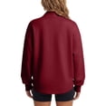 thumbnail image 6 of Sweatshirt for Women Pullover Lightweight Quarter Zip Collar Long Sleeved Loose No Hoodies Sweatshirt, 6 of 7