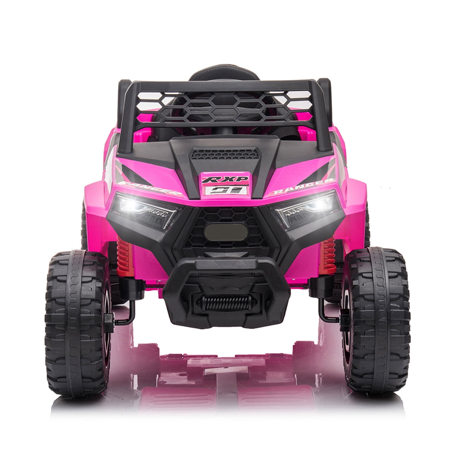 CIPACHO 12V Powered Ride-On UTV, Electric Kids Car with Front LED Lights and Horn, Foot Pedal, Music, LED, Pink