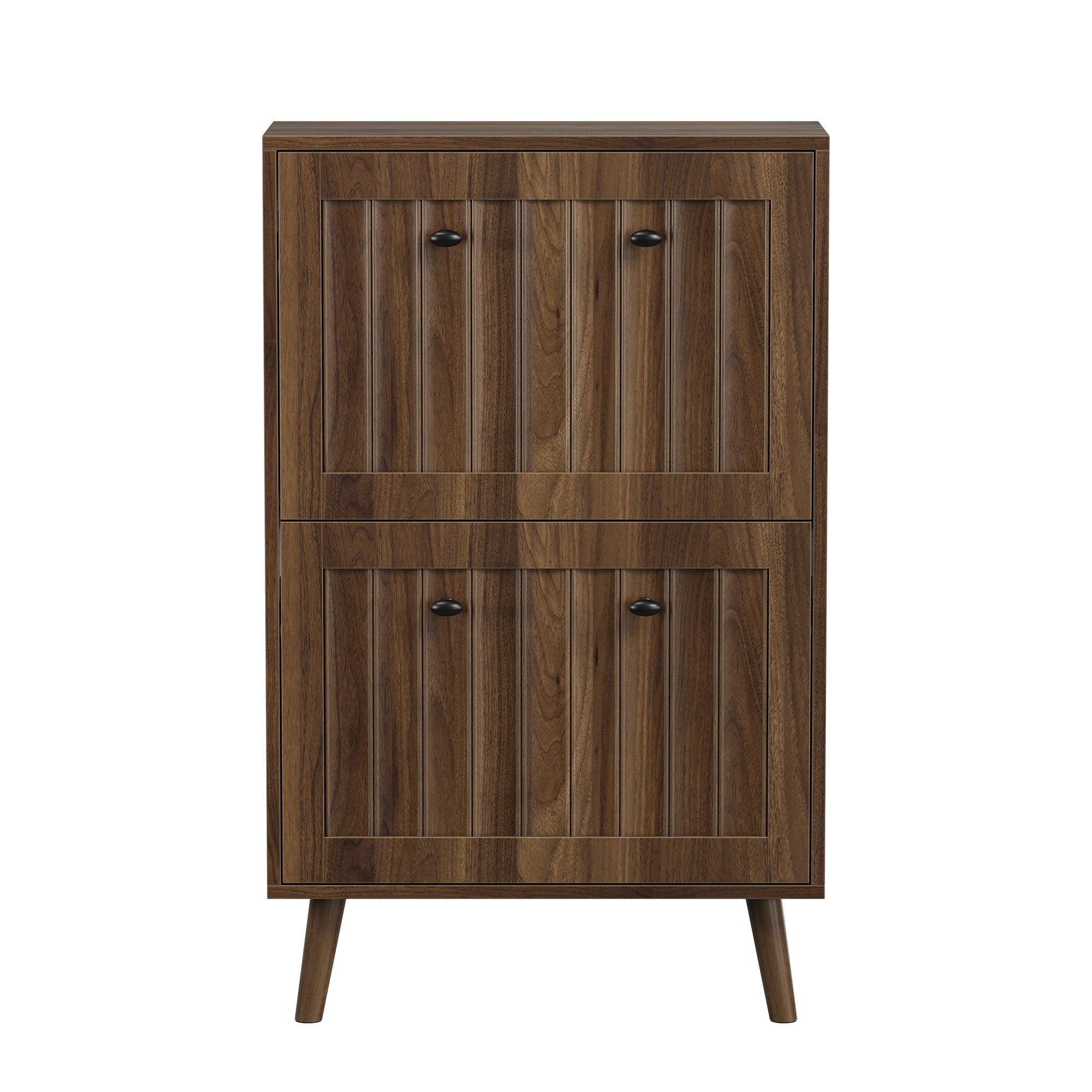 Sailvan Mid-Century Modern Shoe Cabinet, 23.6-Inch Vertical Grooved Upright Storage