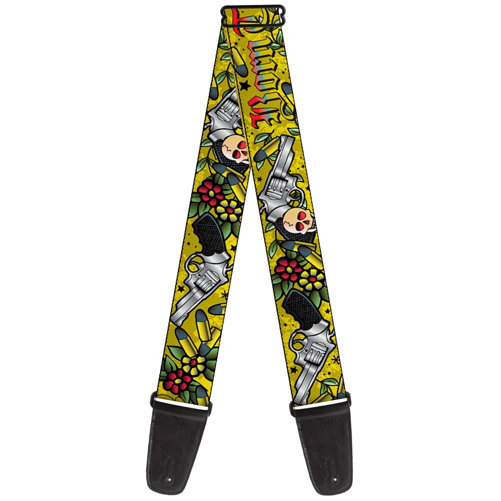Buckle-Down Guitar Strap, Born to Raise Hell Yellow, 2 Inches Wide