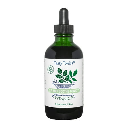 Vitanica Cramp Soothe Tonic, Dr Formulated Menstrual Cramp Support, with Black Haw Bark, Valerian Root, Ginger Root, and Garrya Herb, Alcohol Free, Vegan, 4 Ounce- Pro Logo